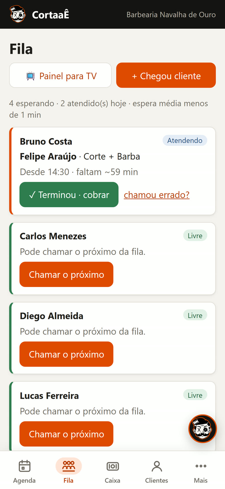 Fila no celular