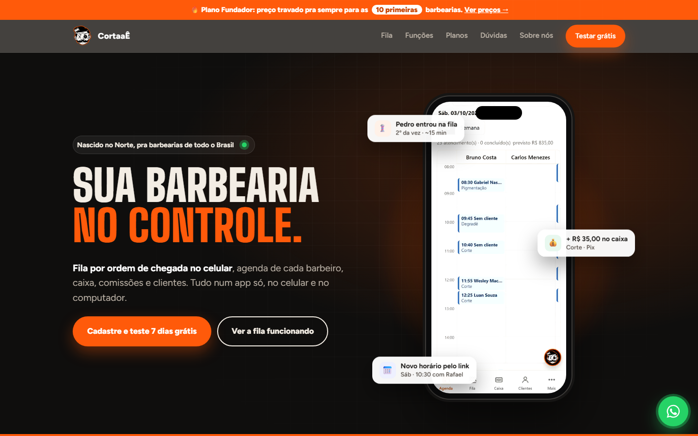 Página inicial do site cortaae.com.br